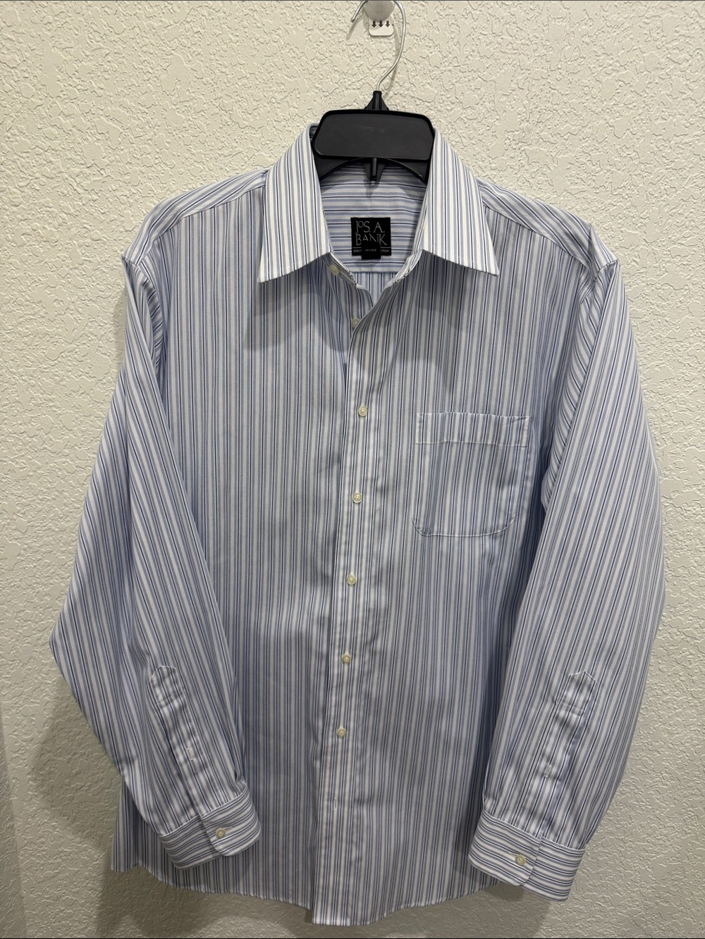 Jos. A. Bank Blue and White Stripe Tailored Fit Dress Shirt